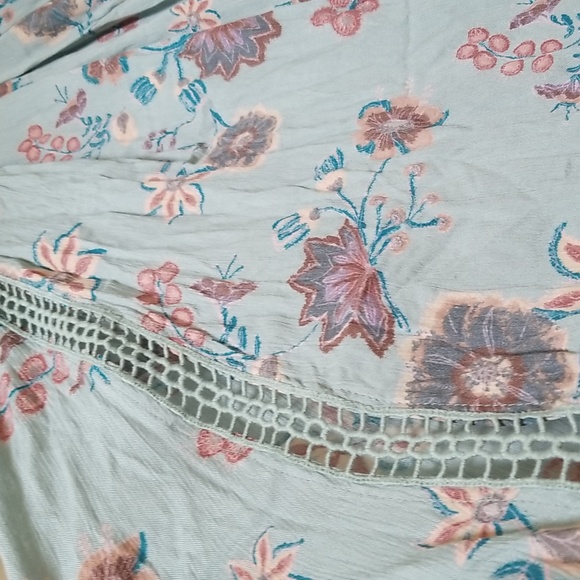 Free People Just The Two Of Us Printed Floral Lace Inset Tunic Dress, S - Picture 6 of 15